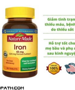 Viên Uống Bổ Sung Sắt, Ngừa Thiếu Máu Nature Made Iron 65mg