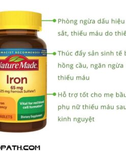 Viên Uống Bổ Sung Sắt, Ngừa Thiếu Máu Nature Made Iron 65mg